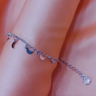Pulseira de Lua Banhada a Ródio Branco