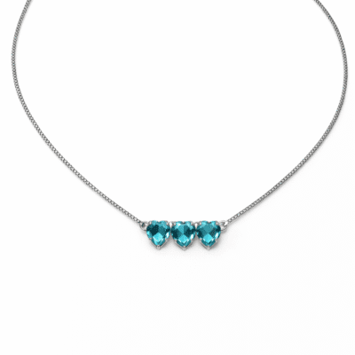 Colar Três Corações Cravejado Banhado A Ródio Branco