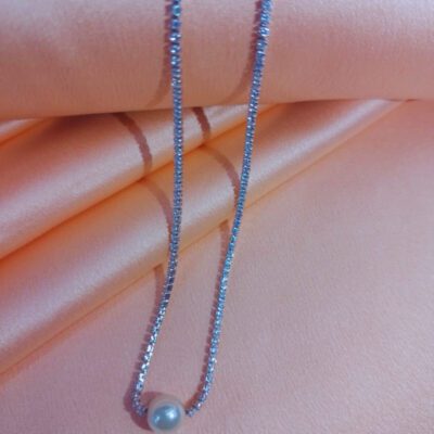 Colar Riviera com Pérola Banhado a Ródio Branco