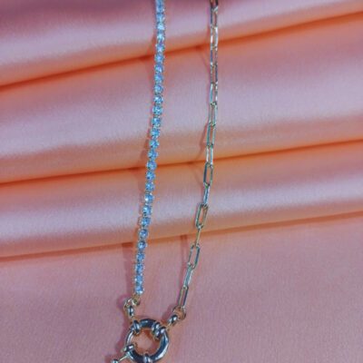 Colar com Fecho Boia e Riviera Banhado A Ouro 18K