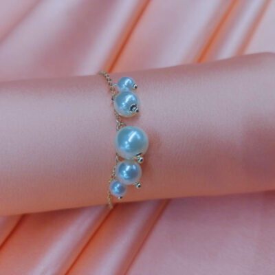 Pulseira com Pérolas Penduradas Banhado A Ouro 18K