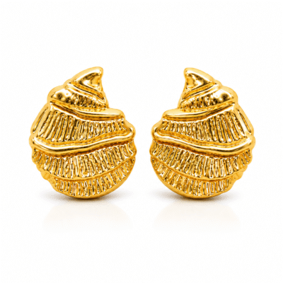 Brinco Caracol do Mar Retro Banho Ouro 18K