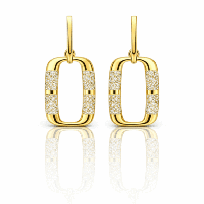 Brinco Quadrado Cravejado Banhado A Ouro 18K