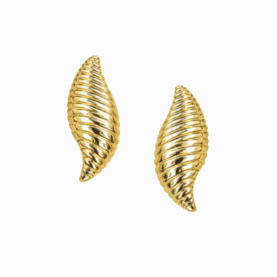 Brinco Gota Listrado Banho Ouro 18K