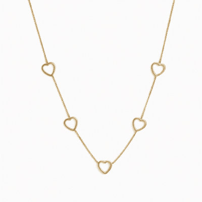 Colar Corações Vazados Banhado a Ouro 18K