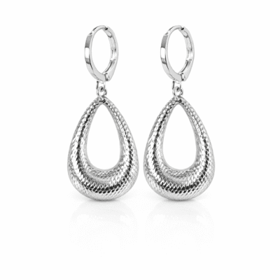 Brinco Click Gota Vazada Banhado a Ródio Branco