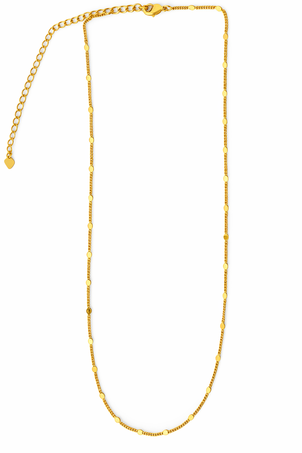 Colar Elo Grumet Fino com Chapinha Banhado a Ouro 18K