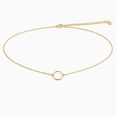 Colar com Argola Anel Banhado A Ouro 18K