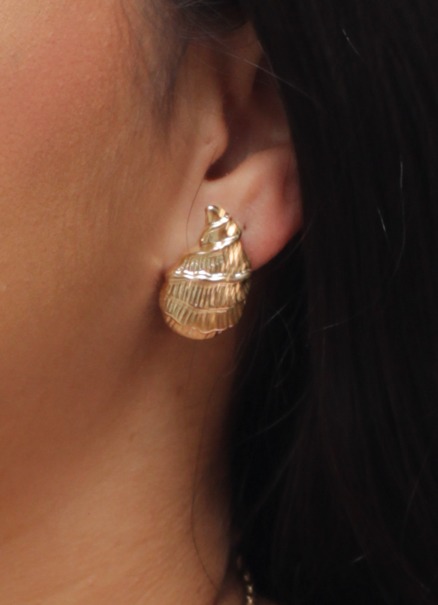 Brinco Caracol do Mar Retro Banho Ouro 18K - Imagem 2