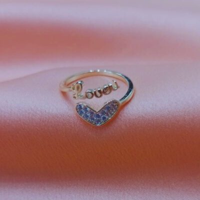 Anel Loveu Coração Cravejado Banhado A Ouro 18k