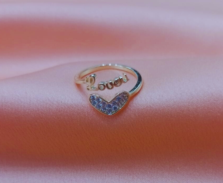 Anel Loveu Coração Cravejado Banhado A Ouro 18k