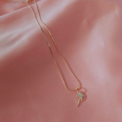 Colar Pingente Coqueiro Banhado a Ouro 18K