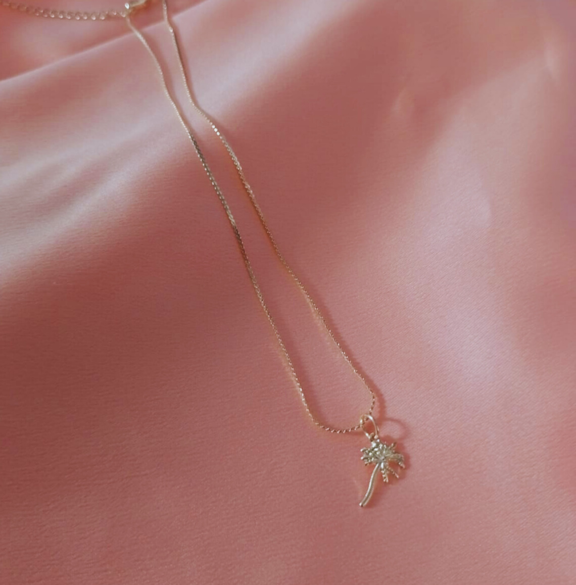 Colar Pingente Coqueiro Banhado a Ouro 18K
