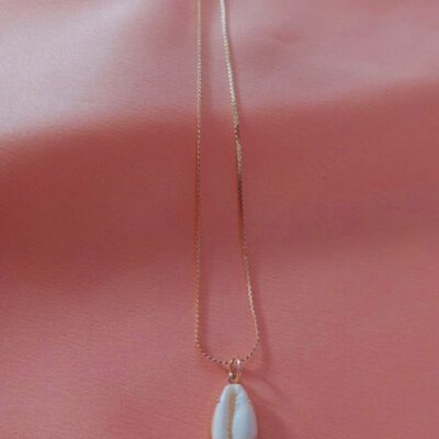 Colar Pingente Concha em Resina Banhado a Ouro 18K