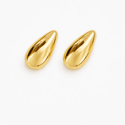 Brinco Gota Lisa Banhado a Ouro 18K