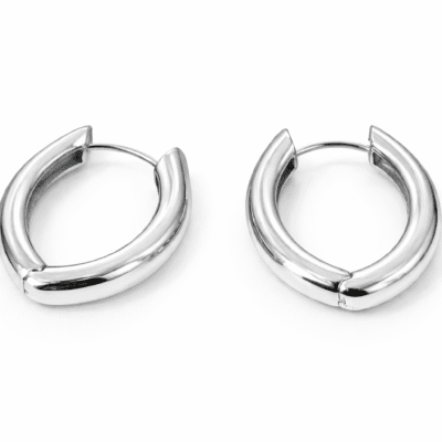 Brinco Argola Gota Tubo Liso Banhado a Ródio Branco