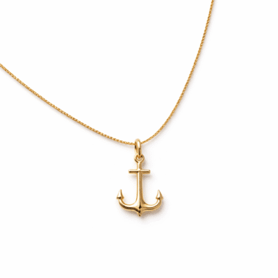 Colar Pingente de Âncora Banhado a Ouro 18K