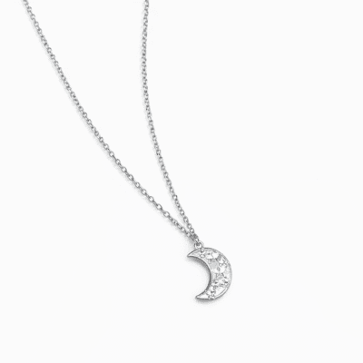 Colar Lua Banhado A Ródio Branco