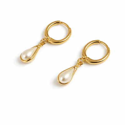 Brinco Click Pérola Banhado a Ouro 18k