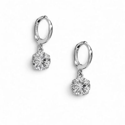 Brinco Click Ponto de Luz Banhado a Ródio Branco