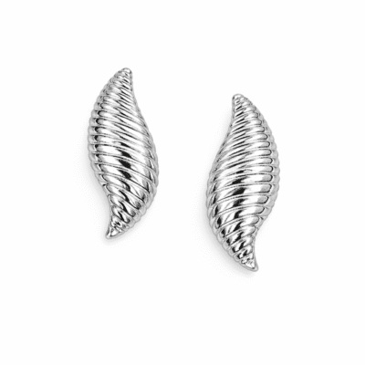 Brinco Gota Listrado Banho Ródio Branco