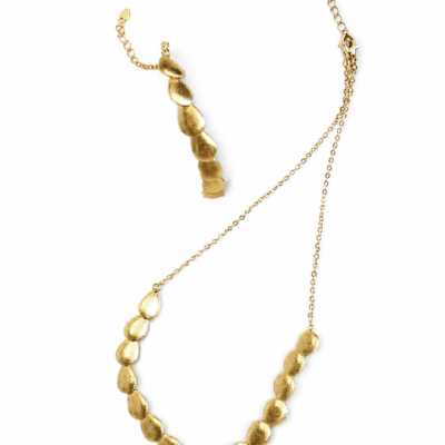 Conjunto Choker e Pulseira com Elos Ovais Banhados a Ouro 18K