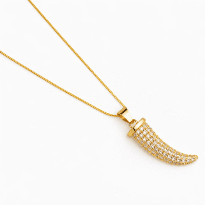 Colar Amuleto Cravejado Banhado A Ouro 18k