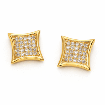 Brinco Quadrado Cravejado Banhado A Ouro 18K