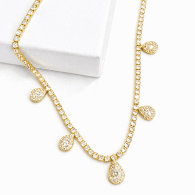 Colar Riviera com Gotas Banhado a Ouro 18k