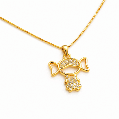 Colar Menina Cravejada - Banho em Ouro 18k