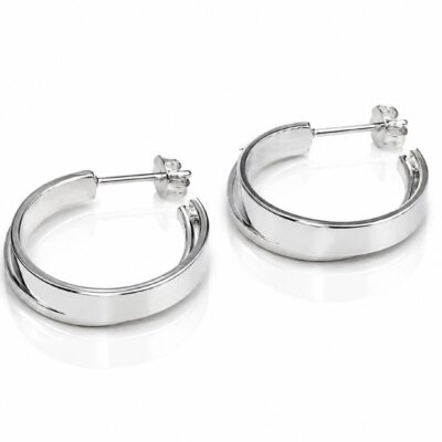 Brinco Argola Dois Aros Banhado a Ródio Branco