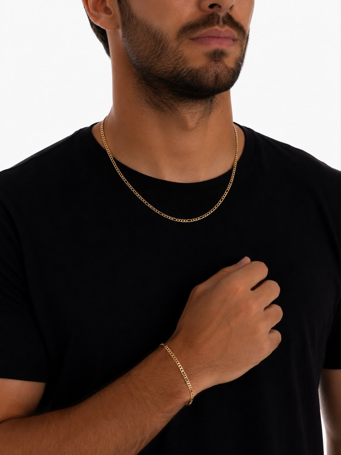 Conjunto Masculino Colar e Pulseira Banhado Ouro 18k