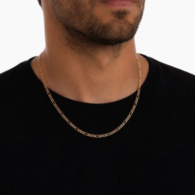 Colar Corrente Fígaro 3x1 Banhado a Ouro 18K
