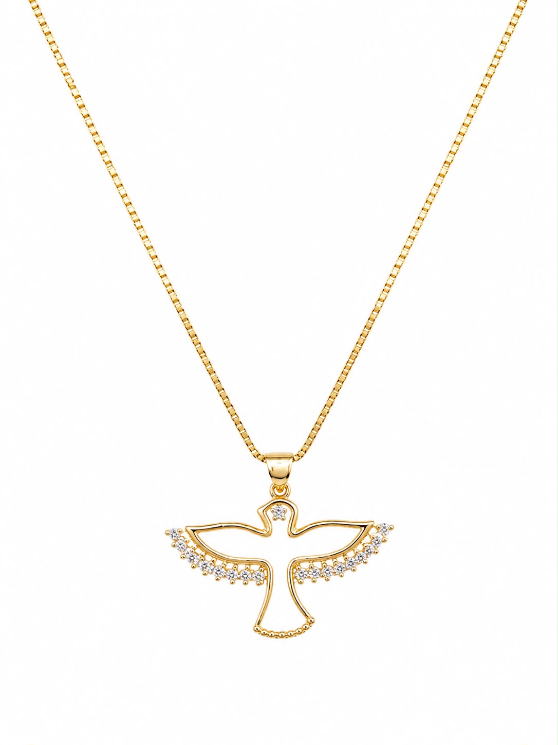 Colar Espírito Santo Cravejado Banhado a Ouro 18K