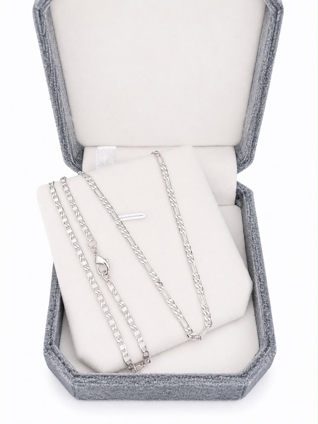 Conjunto Masculino Colar e Pulseira Banhado Ródio Branco - Imagem 2
