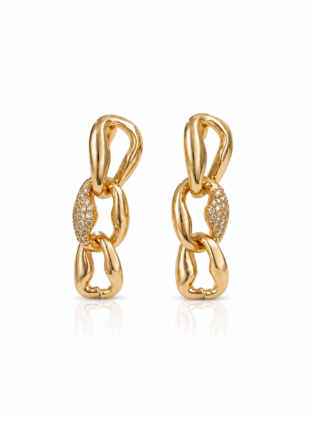 Brinco Corrente Cravejado Banhado A Ouro 18K