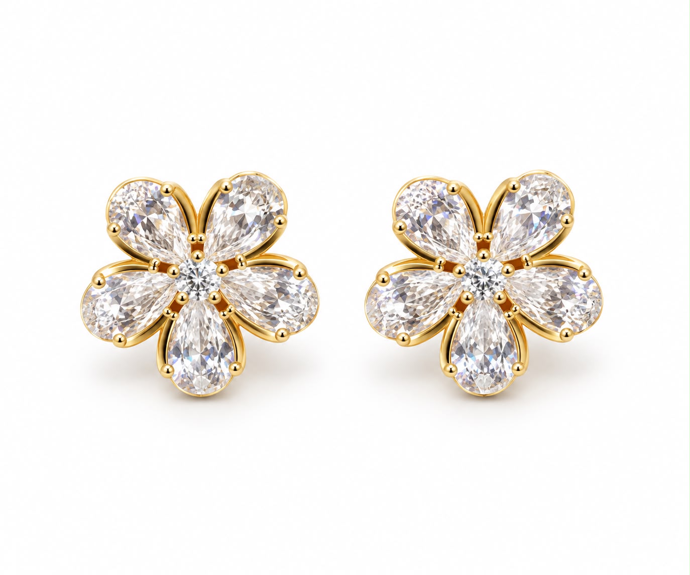 Brinco Flor Delicada Banhado Ouro 18k