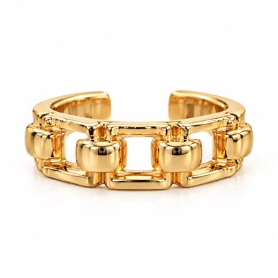 Anel Corrente Ajustável Banhado a Ouro 18K
