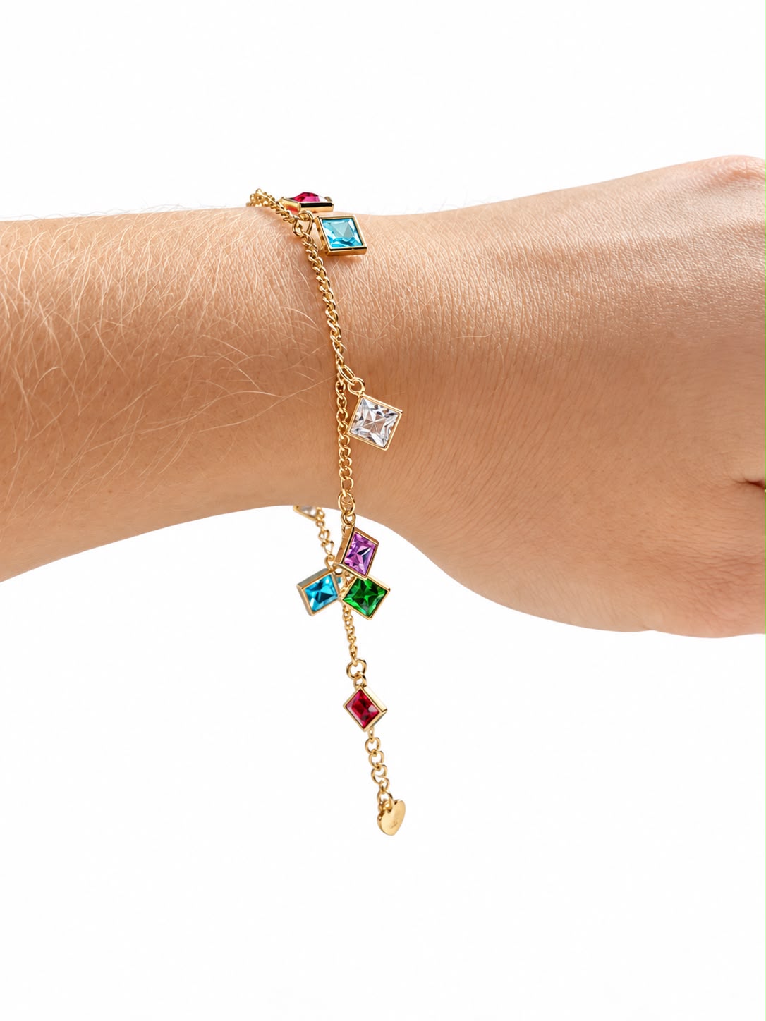 Pulseira Cristais Coloridos Banhada a Ouro 18K - Imagem 3