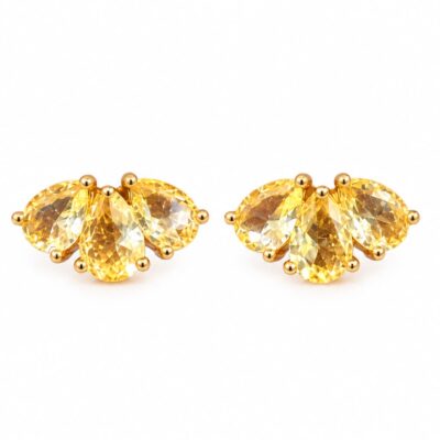 Brinco Kristal Amarelo em Gota Banhado a Ouro 18K