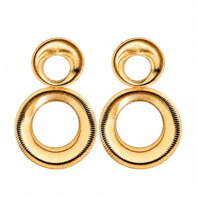 Brinco Duplo Geométrico Banhado a Ouro 18K