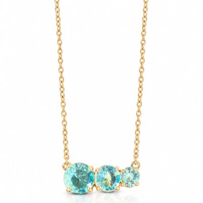 Colar Kristal Azul-Céu Banhado a Ouro 18K