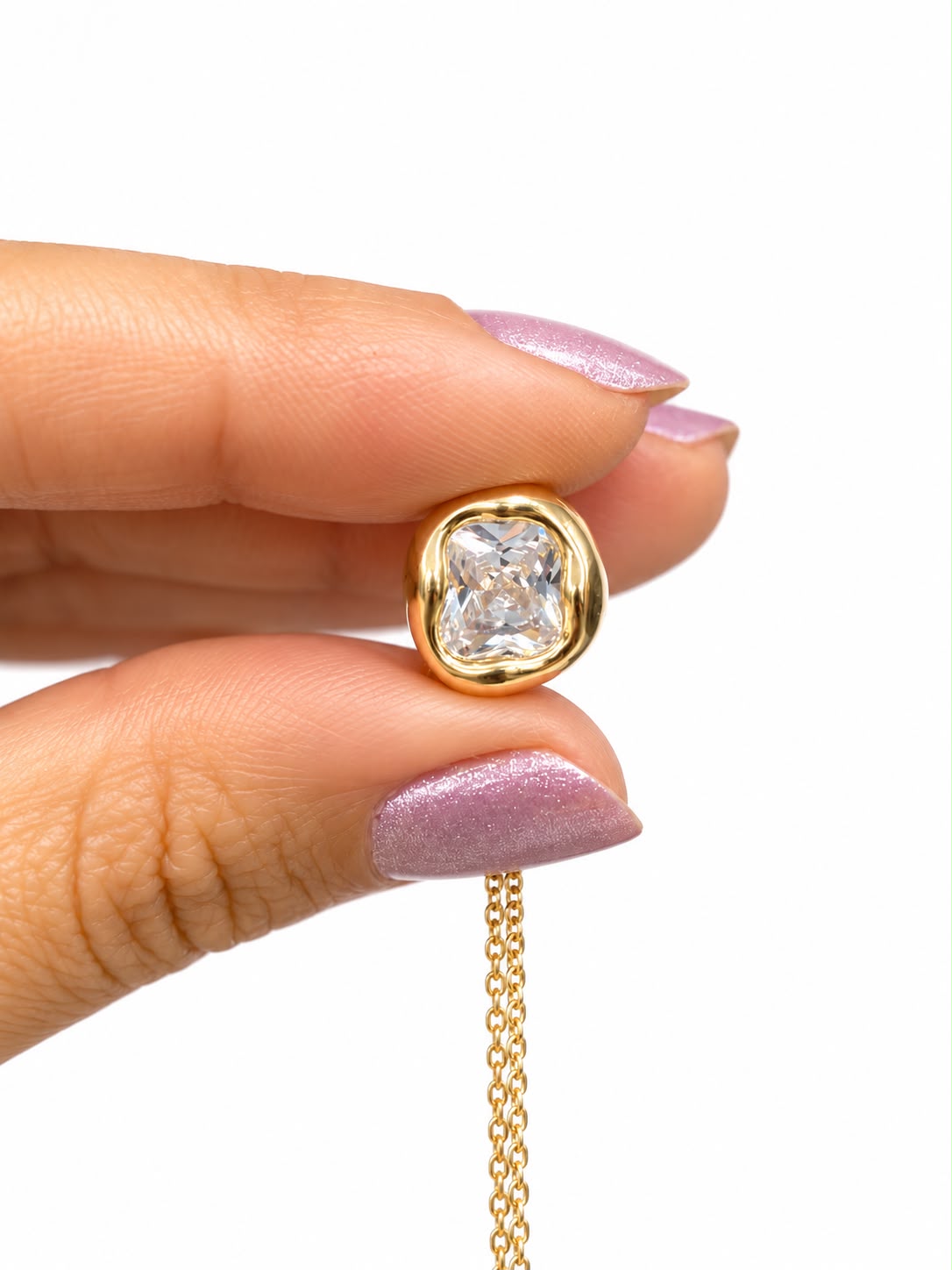 Colar Orgânico com Zircônia Cristal Banhado a Ouro 18K - Imagem 2