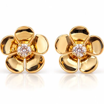 Brinco Flor com Zircônia Cristal Banhado a Ouro 18K