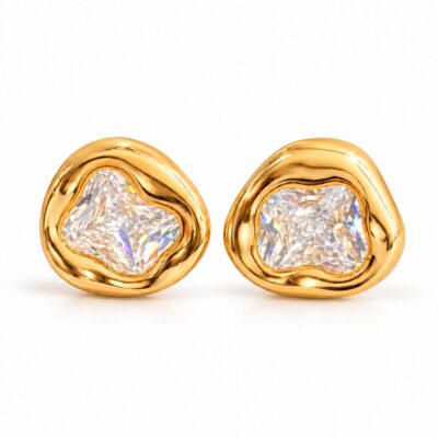 Brinco kristal Banhado a Ouro 18K