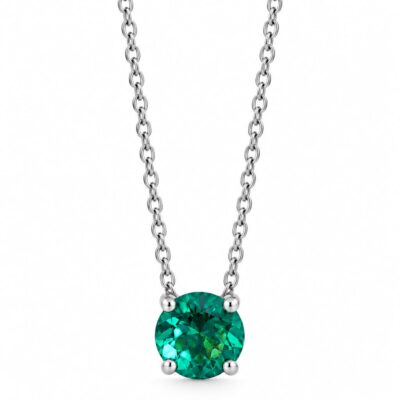 Colar Kristal Verde Turmalina Banhado a Ródio Branco