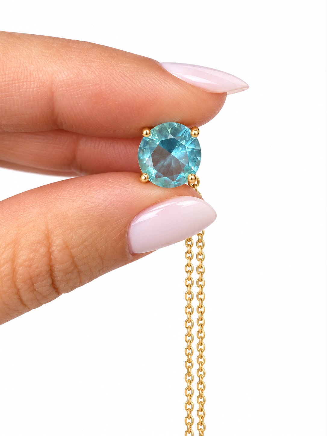 Colar Kristal Azul-Céu Banhado a Ouro 18K - Amate Semijoias