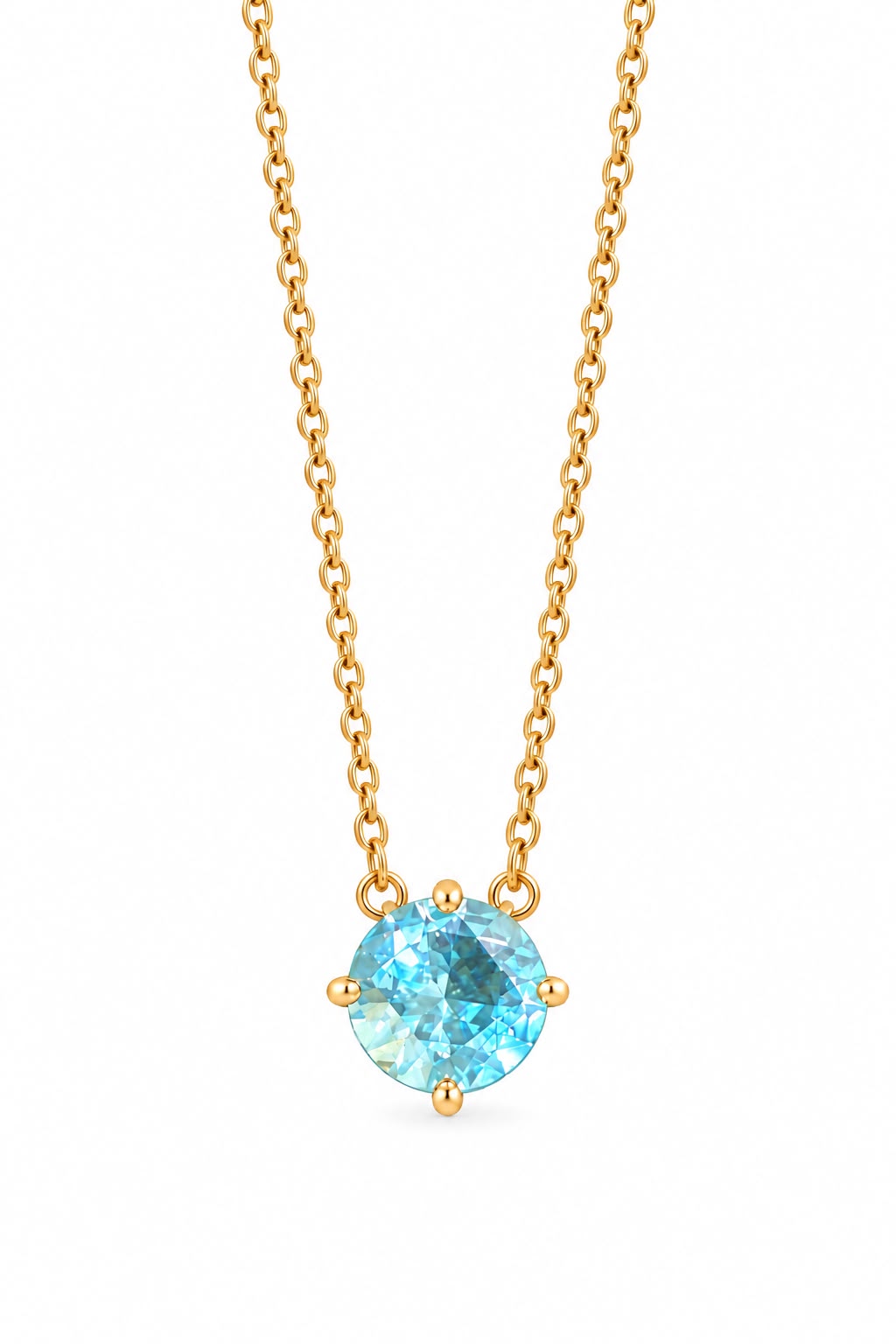 Colar Kristal Azul-Céu Banhado a Ouro 18K - Amate Semijoias