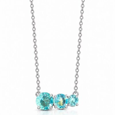 Colar Kristal Azul-Céu Banhado a Ródio Branco
