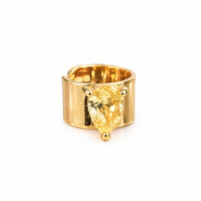 Piercing Fake com Gota de Kristal Amarelo – Banhado a Ouro 18K